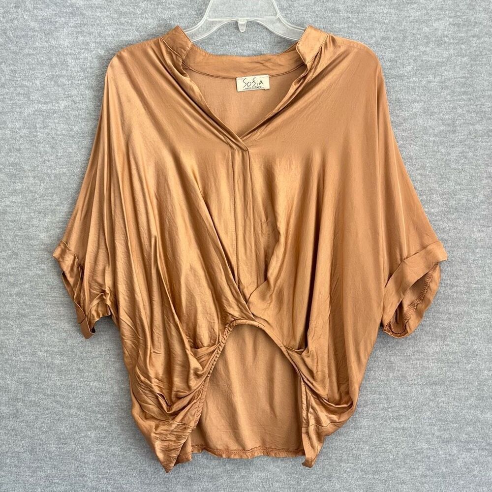 Sofia Collections Jane Top Womens One Size Metallic Copper Sustainable Luxury OS